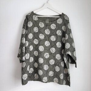 Made in Italy 100% Linen Oversized Art Print Top